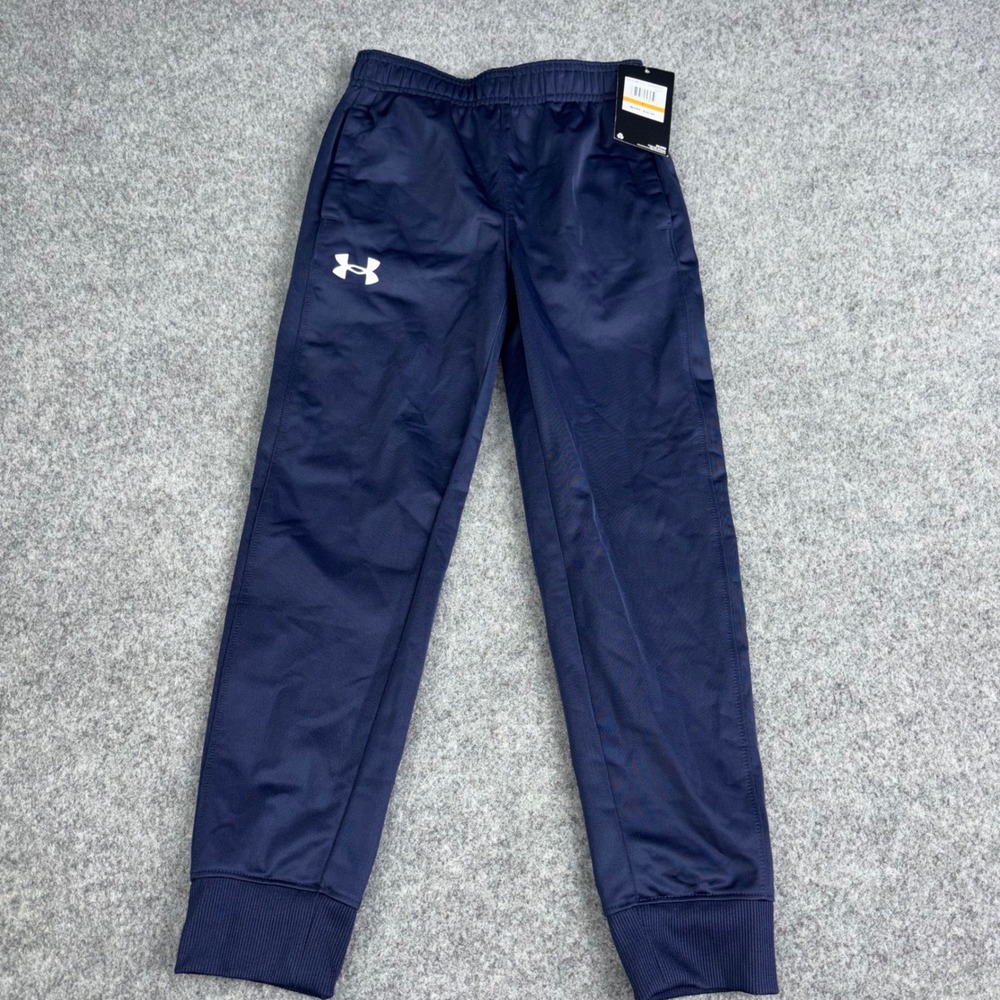 Under Armour Jogger Pants Boys Size 7 Midnight Navy Athletic Logo Sweatpants New
